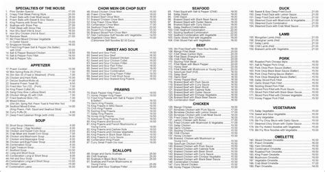 pine garden restaurant menu